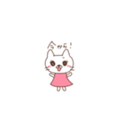 桃色の服の白いねこ（個別スタンプ：27）