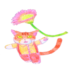[LINEスタンプ] ニャンコとお花