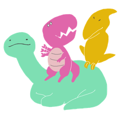 [LINEスタンプ] 三匹の恐竜 やさしさスタンプ