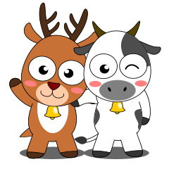 [LINEスタンプ] 仲良しな鹿と牛