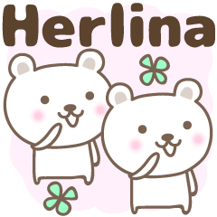 Cute bear stickers name, Herlina