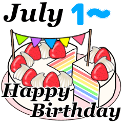 [LINEスタンプ] 7月1日～7月16日のお誕生日ケーキの画像（メイン）