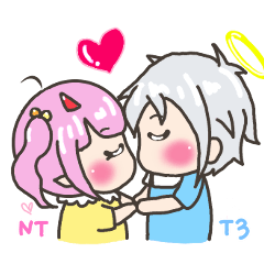 [LINEスタンプ] 悪魔ナタリアちゃん と 天使T3君