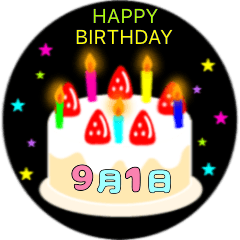 [LINEスタンプ] 9月生まれの誕生日ケーキ☆日付入りの画像（メイン）