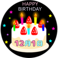 12月生まれの誕生日ケーキ☆日付入り