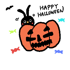 [LINEスタンプ] まっくろうさぎ3 ハロウィン