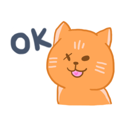 [LINEスタンプ] オレンジ独眼ネコ: 英語ver.