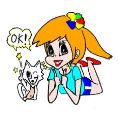 [LINEスタンプ] 陽気な女子と可愛い雌犬のスタンプです。