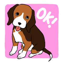 [LINEスタンプ] ビーグル犬ハッピーの画像（メイン）