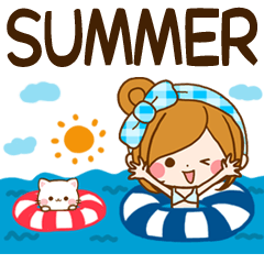 [LINEスタンプ] ほのぼのカノジョ Summer messageの画像（メイン）