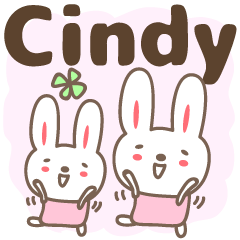 [LINEスタンプ] Cute rabbit stickers name, Cindy