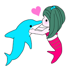 [LINEスタンプ] イルカと人魚の女の子