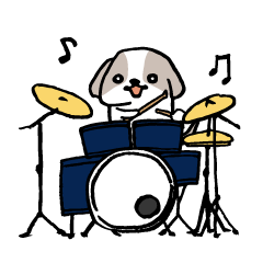 [LINEスタンプ] ドラマーのためのドラム犬スタンプの画像（メイン）