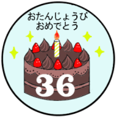 [LINEスタンプ] 1歳～36歳までの誕生日ケーキの画像（メイン）