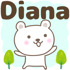 [LINEスタンプ] Cute bear stickers name, Diana